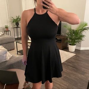 Cynthia Rowley fit-n-flare a line little black dress halter look